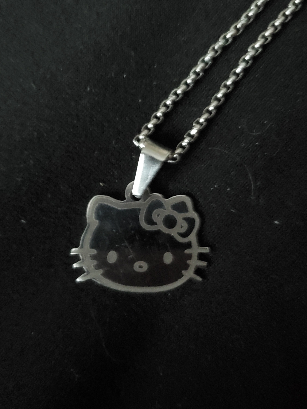 Hello Kitty Silver Tone Outline Pendant Necklace